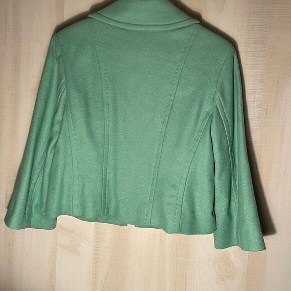 CABi green wool‎ jacket blazer with navy polka dot lining, size medium - Picture 12 of 15